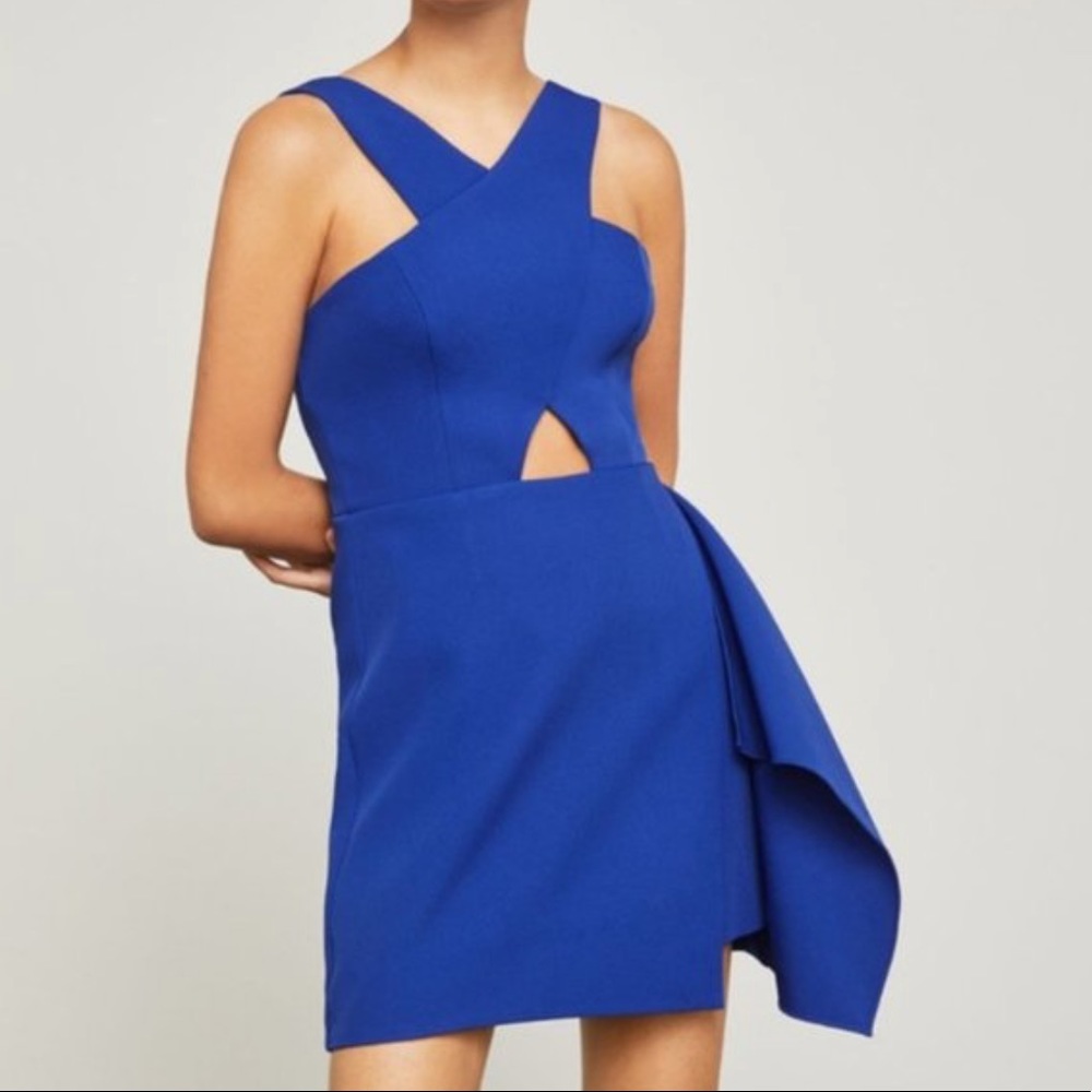BCBGMaxazria Qyun Blue Cut-out Cocktail Dress (Size 2)